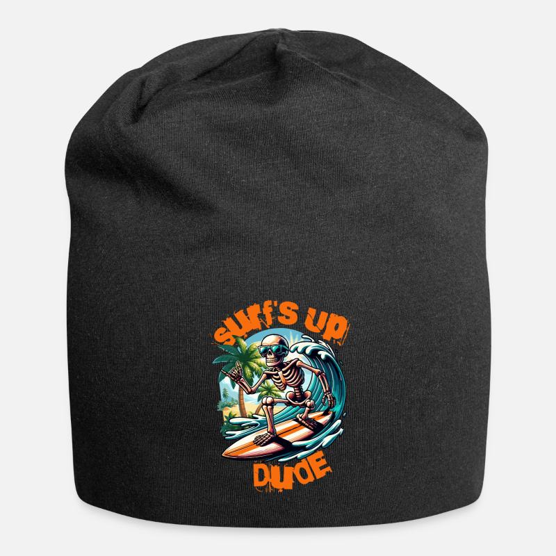 SURF ́S UP DUDE Surfer Surfing Paradise - Jersey Beanie - black