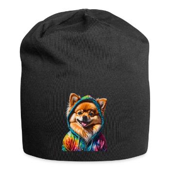 Pomeranian Pomeranian Pomeranian Hoodie Dog Print - Jersey Beanie - black - Front
