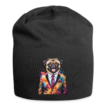 Carlin Costume Chien Coloré Drôle Animal Design Imprimer - Bonnet en jersey - noir - Devant