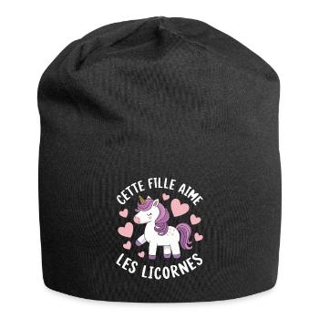 Just a Girl Who Loves Unicorns Funny Gift - Jersey Beanie - black - Front