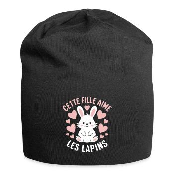 Juste une Fille qui Aime les Lapins Cadeau Mignon - Bonnet en jersey - noir - Devant