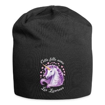 Just a Girl Who Loves Unicorns Funny Gift - Jersey Beanie - black - Front