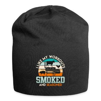 MY WORKOUT CONSISTS OF GRILLING - Jersey Beanie - black - Front