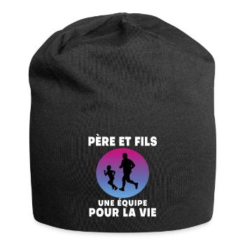 Father and Son Running Retro Vintage Man Dad - Jersey Beanie - black - Front