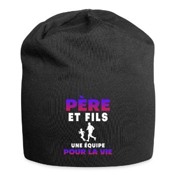 Vater, Sohn, Laufen, Partner fürs Leben, Papa - Jersey-Beanie - Schwarz - Vorne
