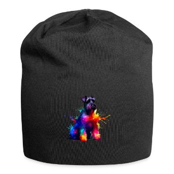 Bunte Splash Art Riesenschnauzer Schnauzer - Jersey-Beanie - Schwarz - Vorne