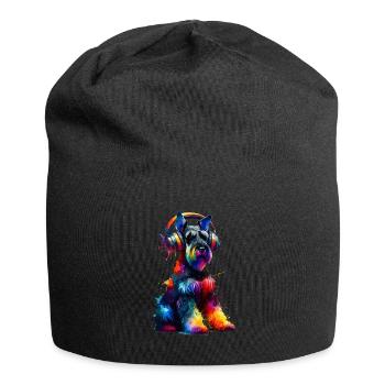 Colorful Splash Art Headphones Giant Schnauzer - Jersey Beanie - black - Front