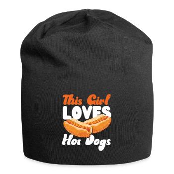 Hot Dog Adult Girl This Girl Loves - Jersey-Beanie - Schwarz - Vorne