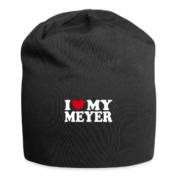 J’aime le cadeau de famille du nom de famille Meyer - Bonnet en jersey - noir - Devant