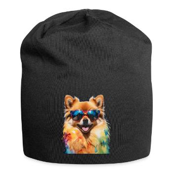 Pomeranian Pomeranian Sunglasses Dog Print - Jersey Beanie - black - Front