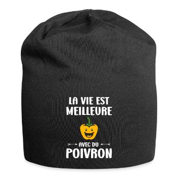 Humour poivron - Bonnet en jersey - noir - Devant