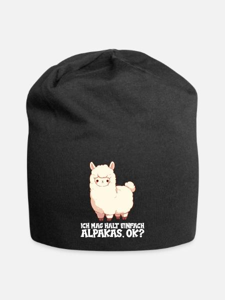 Alpaca Alpacas Alpaca - Jersey Beanie - black