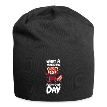 Roter Panda Lustig Fucked Up Day - Jersey-Beanie - Schwarz - Vorne