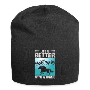 Amoureux des chevaux Équitation équestre - Bonnet en jersey - charbon - Devant