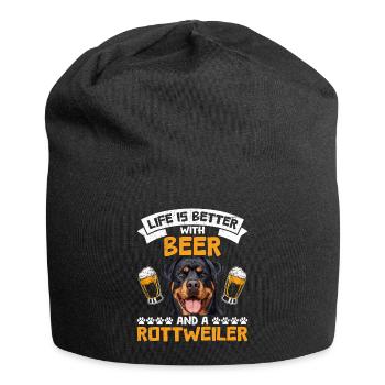 Rottie owner LIFE IS BETTER WITH BEER AND A - Jersey Beanie - black - Front