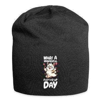 Lama Llama Lustig Fucked Up Day - Jersey-Beanie - Schwarz - Vorne
