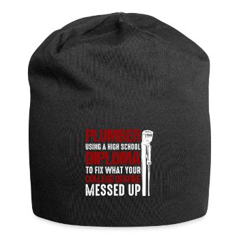 Funny Plumber Plumbing Pipefitter Wrench - Jersey Beanie - black - Front