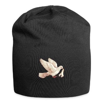 Lungenkrebs-Bewusstseinsmonat Weiße Schleife - Jersey-Beanie - Schwarz - Vorne