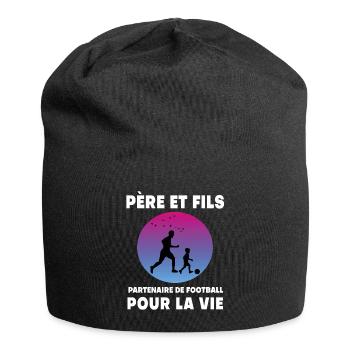 Vater und Sohn Retro Fußball Vintage Mann Papa - Jersey-Beanie - Schwarz - Vorne