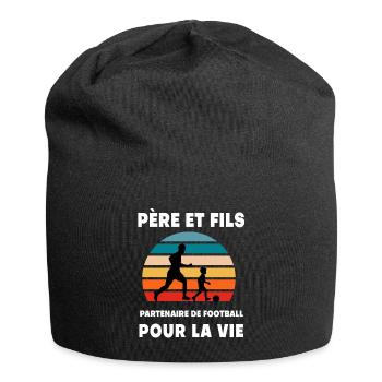 père et fils football vintage rétro papa - Bonnet en jersey - noir - Devant