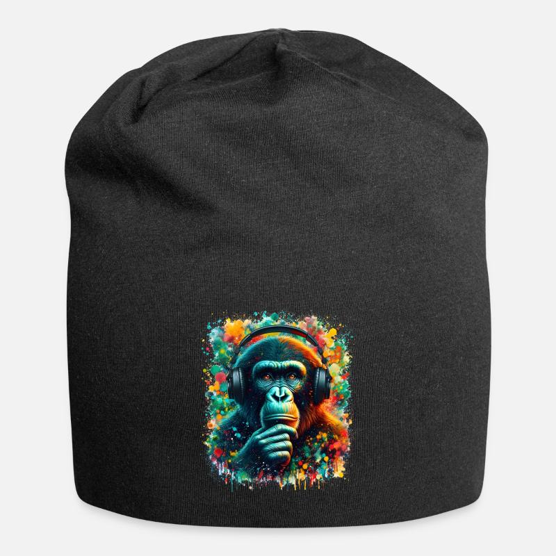 Banksy DJ Monkey Thinker - Jersey-Beanie - Schwarz