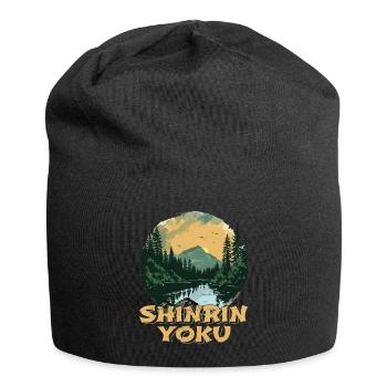 Shinrin Yoku Japanese Art Nature Forest - Jersey-Beanie - Schwarz - Vorne