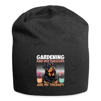 GARTENARBEIT UND ROTTWEILER SIND THERAPIE Rottie - Jersey-Beanie - Schwarz - Vorne