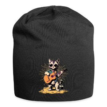 Musiker Cat Rocker Akustikgitarre Instrumente - Jersey-Beanie - Schwarz - Vorne