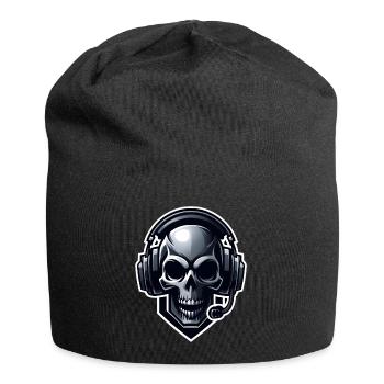 Totenkopf mit Gaming Headset - Jersey-Beanie - Schwarz - Vorne