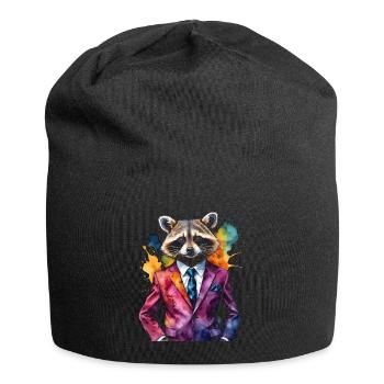 Costume de raton laveur Imprimé de conception animale colorée - Bonnet en jersey - noir - Devant