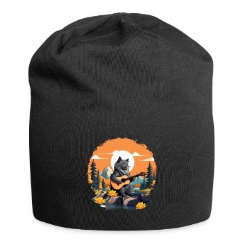 Bergkatze Spielt Gitarre Instrumente Rock Niedlich - Jersey-Beanie - Schwarz - Vorne