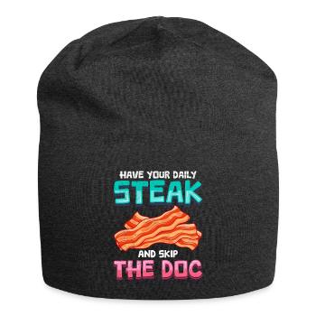 Anti Vegetarian Have Your Daily Steak Skip the Doc - Jersey Beanie - charcoal grey - Front