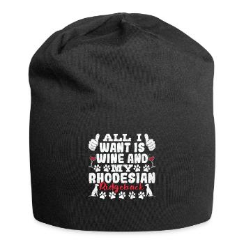 Rhodesian Ridgeback ALL I WANT IS WINE AND - Jersey-Beanie - Schwarz - Vorne