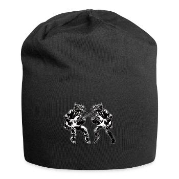 Zwei Katzen spielen Gitarre Instrumente Rock Niedlich - Jersey-Beanie - Schwarz - Vorne