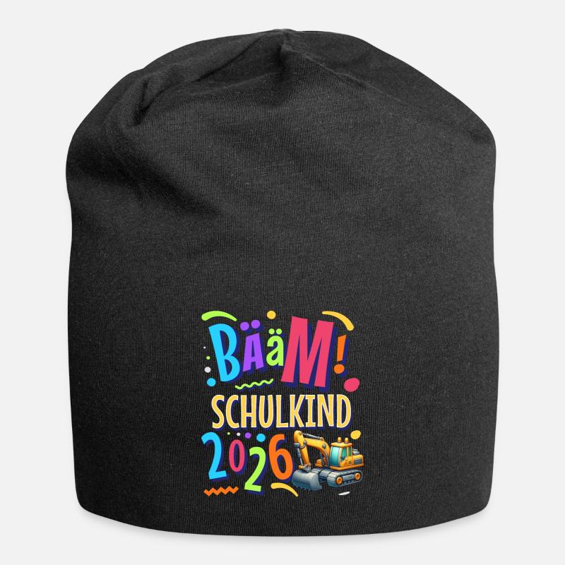 Einschulung Bagger Schulanfänger 2026 - Jersey-Beanie - Schwarz
