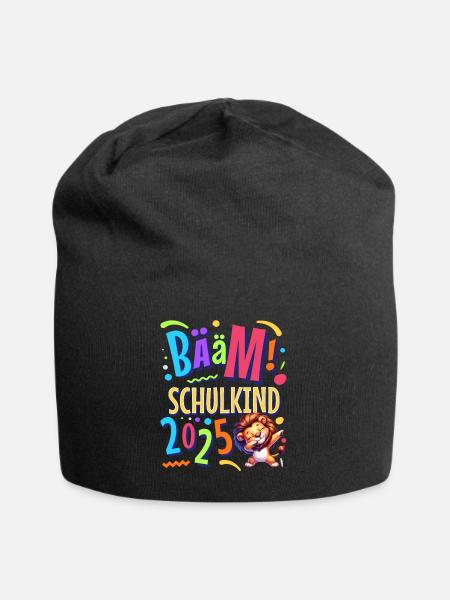 Einschulung Löwe Schulanfänger 2025 - Jersey-Beanie - Schwarz