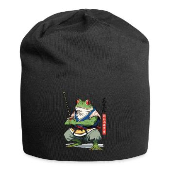 Samurai Frog Vintage Ukiyo-e Style Japan Style - Jersey Beanie - black - Front