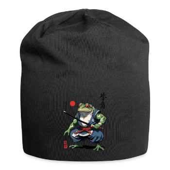 Samurai Frosch Vintage Ukiyo-e Stil Kunstwerk - Jersey-Beanie - Schwarz - Vorne