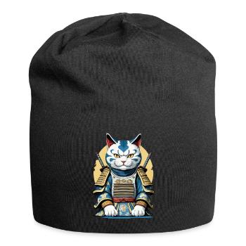 Samurai Katze Japanisches Samurai Kunstwerk Design - Jersey-Beanie - Schwarz - Vorne