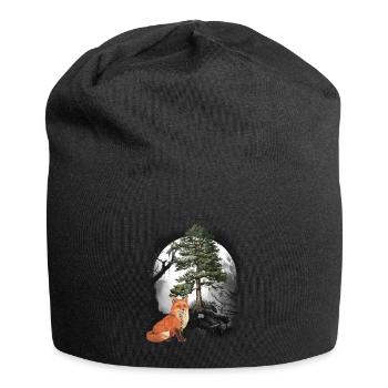 Renards, renards, habitants de la forêt, animaux de la forêt - Bonnet en jersey - noir - Devant