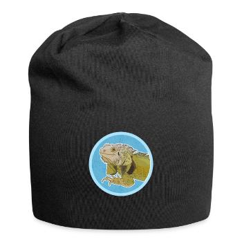 Leguan Reptilien Eidechse Leguane Geschenk - Jersey-Beanie - Schwarz - Vorne