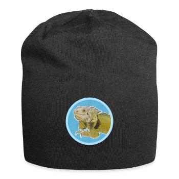 Leguan Reptilien Eidechse Leguane Geschenk - Jersey-Beanie - Anthrazit - Vorne
