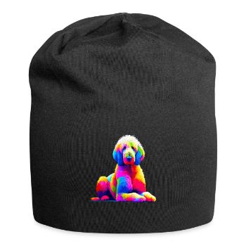Pop Art coloré Komondor Chien de berger hongrois - Bonnet en jersey - noir - Devant