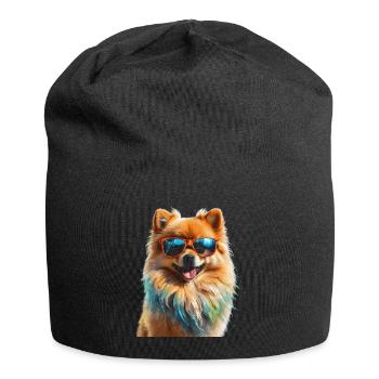 Pomeranian Pomeranian Sunglasses Dog Print - Jersey Beanie - black - Front