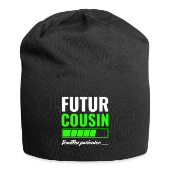 Futur cousin veuillez patienter - Bonnet en jersey - noir - Devant