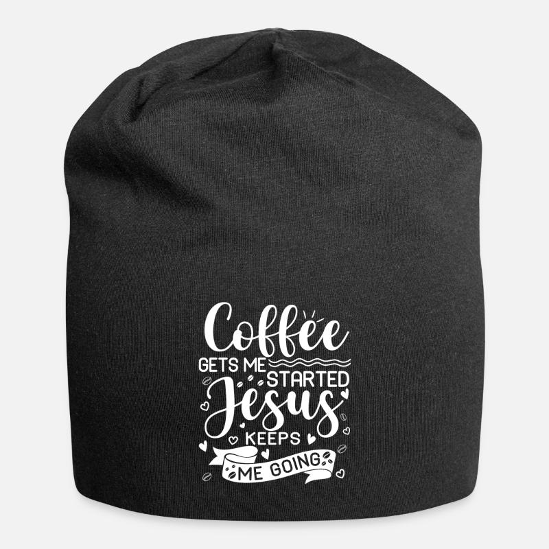 Coffee gets me going, Jesus keeps me going - Jersey Beanie - black
