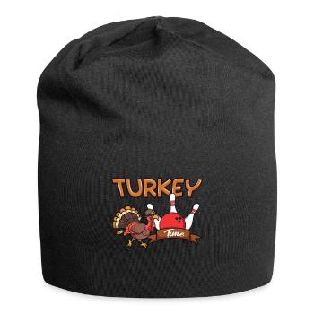 Heure de la dinde Bowling de dinde Thanksgiving - Bonnet en jersey - noir - Devant