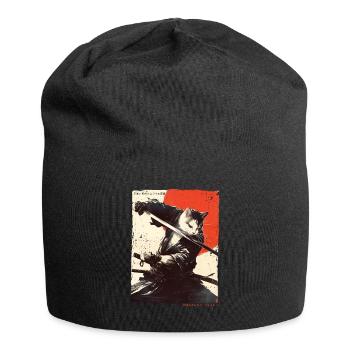 Samurai Cat Kawaii Japanische Ninja Katze - Jersey-Beanie - Schwarz - Vorne