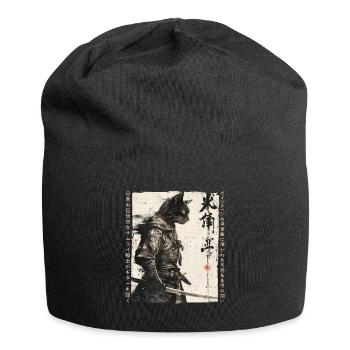 Samurai Cat Kawaii Japanische Ninja Katze - Jersey-Beanie - Schwarz - Vorne