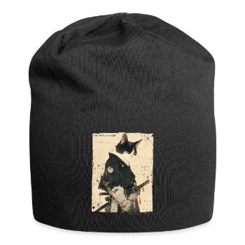 Samurai Cat Kawaii Japanese Ninja Cat - Jersey Beanie - black - Front